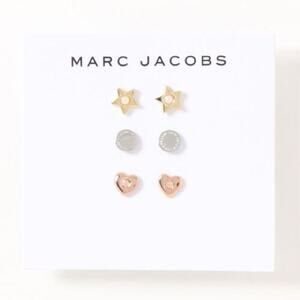 Marc Jacobs  Star, Circle, & Heart Post Earrings Set - Gold, Silver, Rose Gold